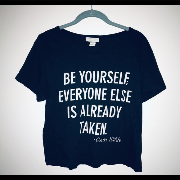 Forever 21 Tops - Be yourself quote T-shirt forever 21 charcoal grey
